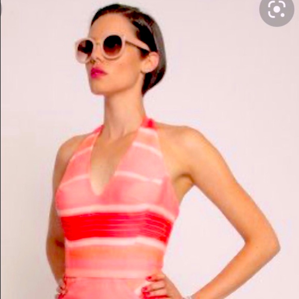 Anthropologie Eva Franco coral halter dress size 4 strawberry shortcake …